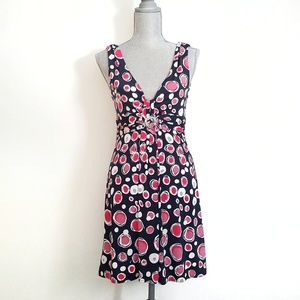 Arden B Lightweight Red & Black Printed Dress